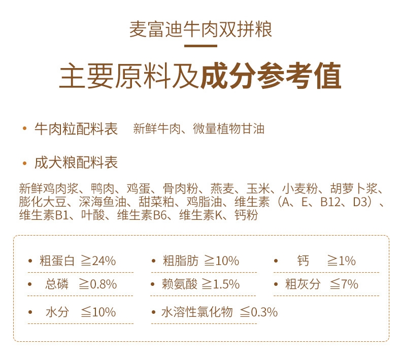 麦富迪牛肉双拼粮小型犬成犬粮2kg
