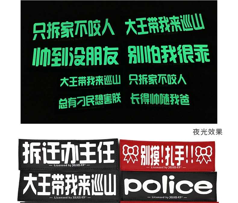 Julius K9 魔术贴个性化定制 狗狗宠物胸背定制字