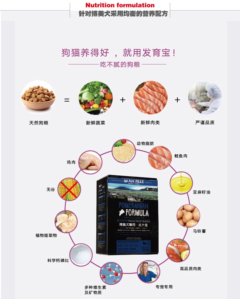 信元发育宝 博美成犬粮U系列活力营养配方犬粮1kg