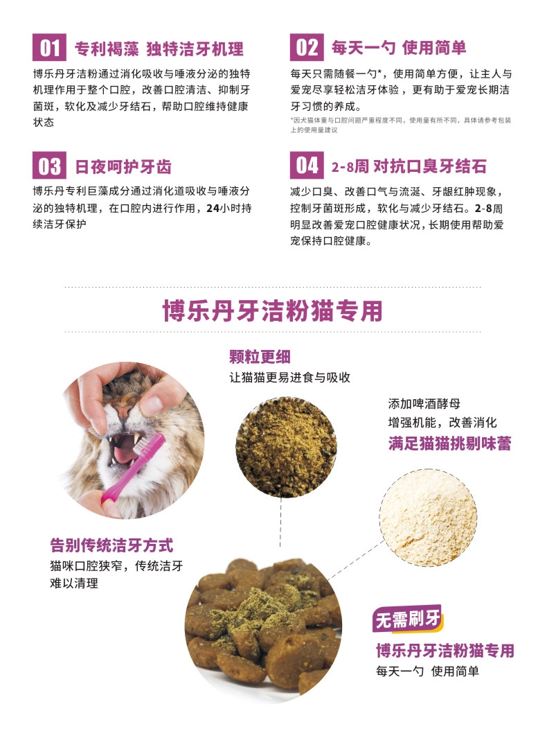 博乐丹Proden 猫用去牙石除口臭牙洁粉 40g 瑞典进口