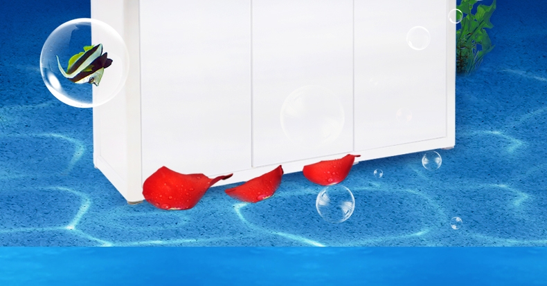 聚宝源无边框直弯龙鱼缸YS-1200上滤-1.2m酒红(缸+柜子)