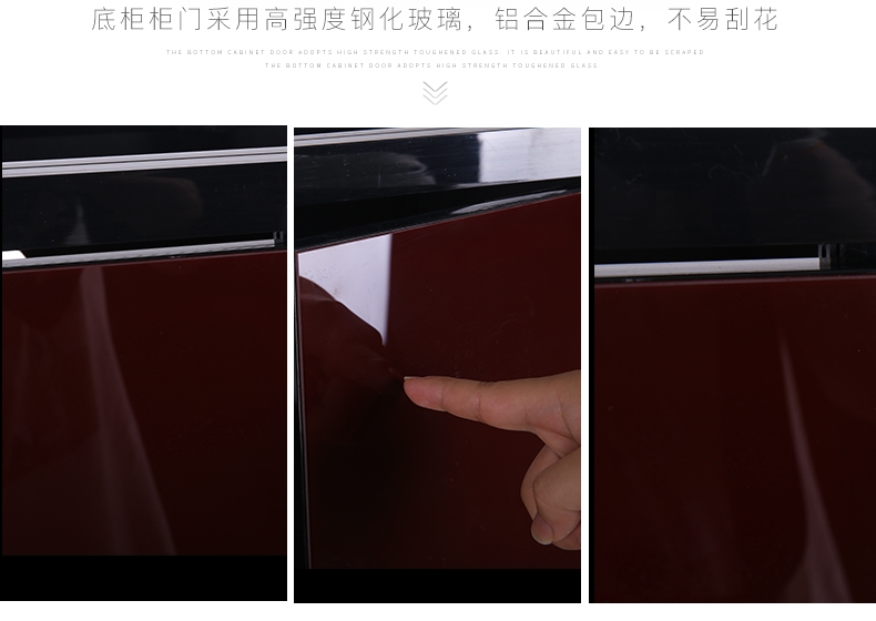 聚宝源无边框直弯龙鱼缸YS-1200上滤-1.2m酒红(缸+柜子)