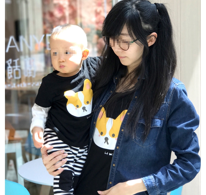 La west 柯基亲子装 卡通亲子装