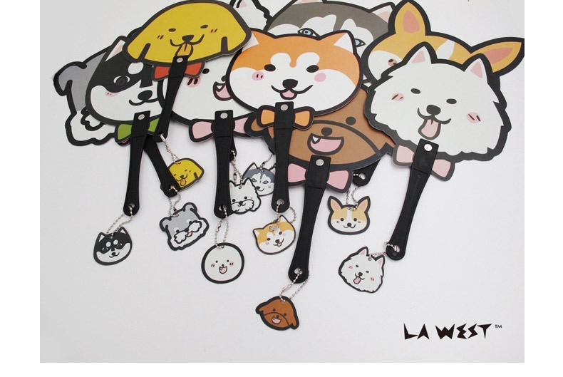 La west 夏日凉扇狗狗可爱扇子手持PP卡通便携塑料扇