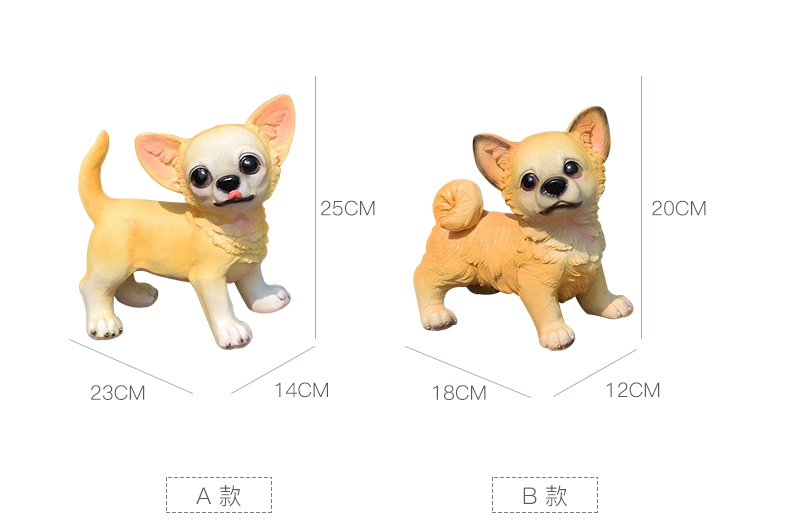 多拉乐 树脂仿真狗吉娃娃模型 装饰摆件