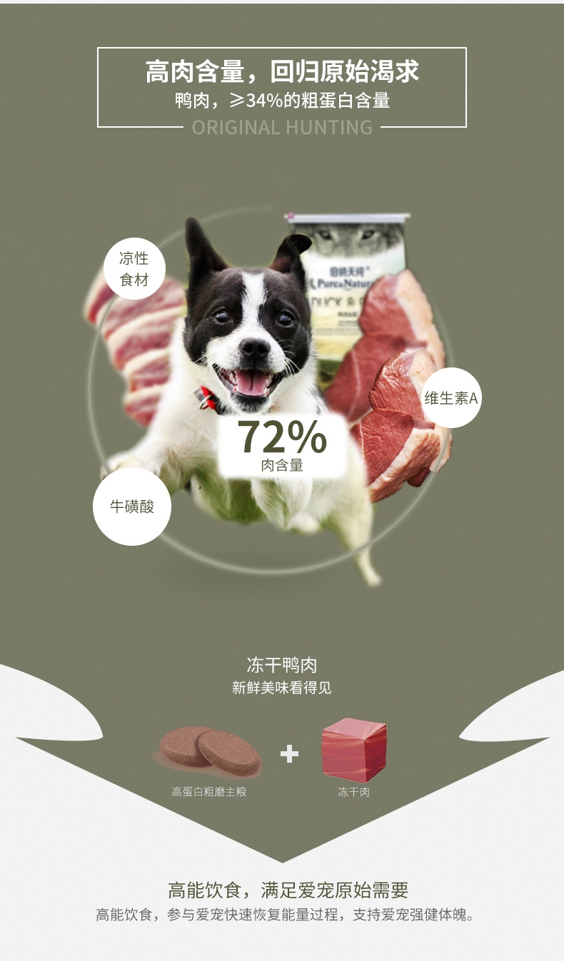 伯纳天纯 无谷鸭肉梨去泪痕全犬粮 12kg 72%含肉量
