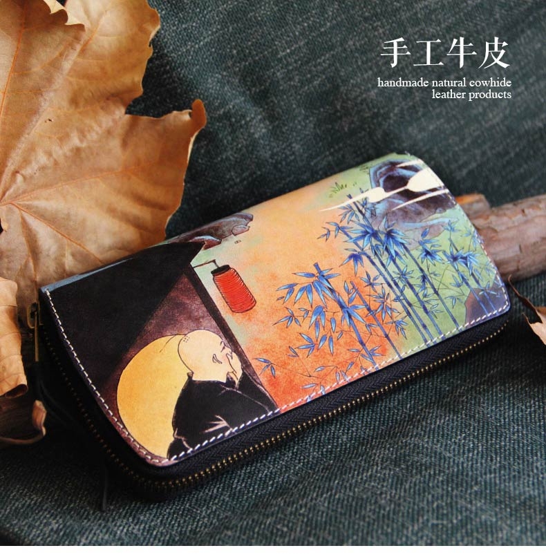 Ime 猫咪手工牛皮钱包系列 精致印花