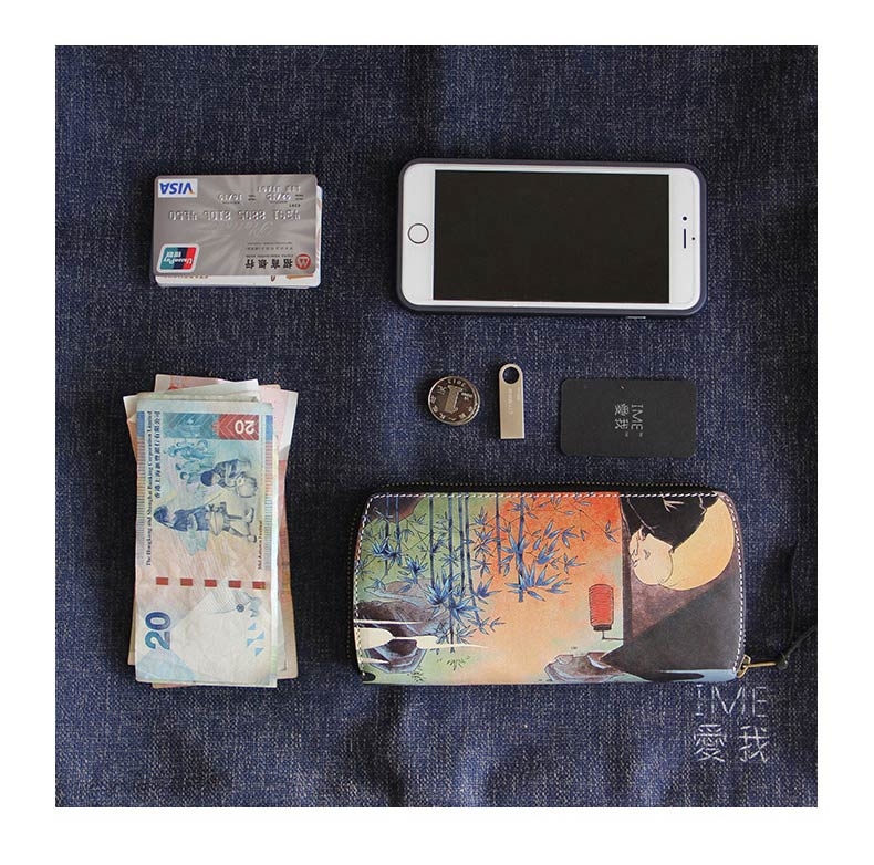 Ime 猫咪手工牛皮钱包系列 精致印花
