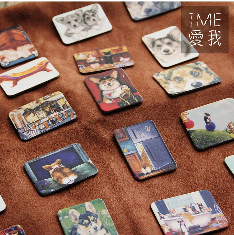 Ime 柯基复古冰箱贴 20张/套