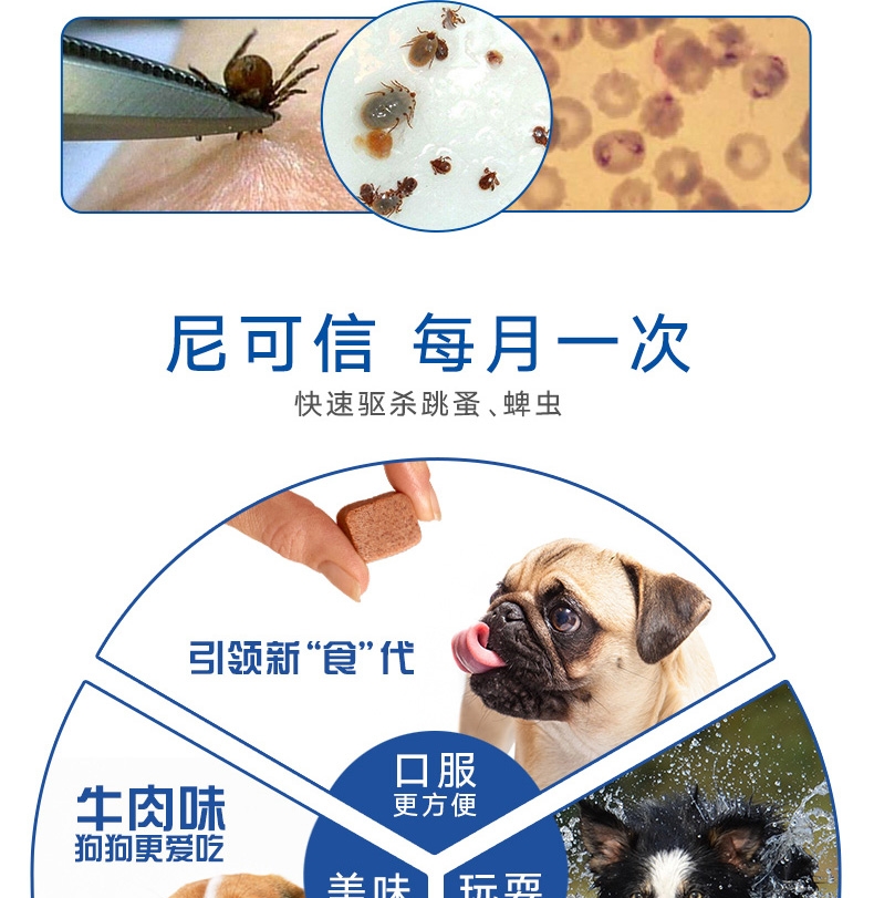 尼可信小型犬抗寄生虫药3片/盒(2-4KG犬用)