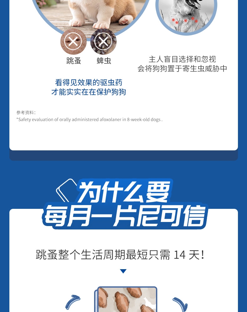 尼可信 犬用体外驱虫 口服驱虫药 适用4-10KG犬 3片/盒 法国进口