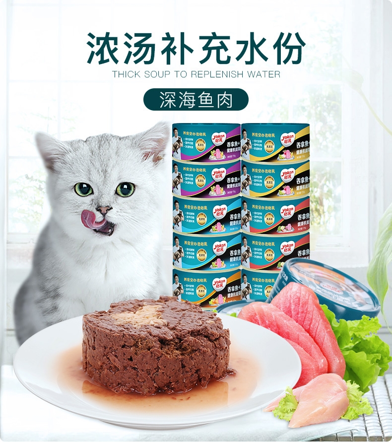 怡亲Yoken 吞拿鱼鸡肉健康机能猫罐头 170g*12
