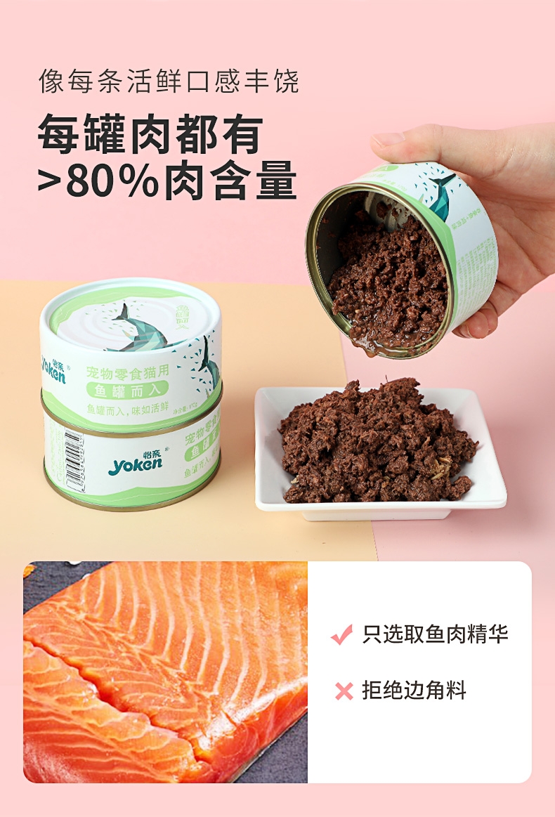 怡亲Yoken 吞拿鱼丁香鱼健康机能猫罐头 170g*12罐