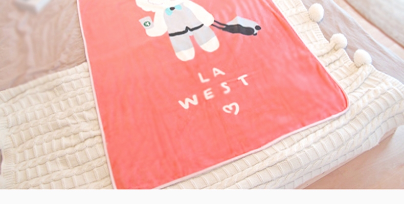 LA WEST法兰绒毯毛毯秋盖毯午睡毯空调毯宿舍儿童卡通西高地狗毯子