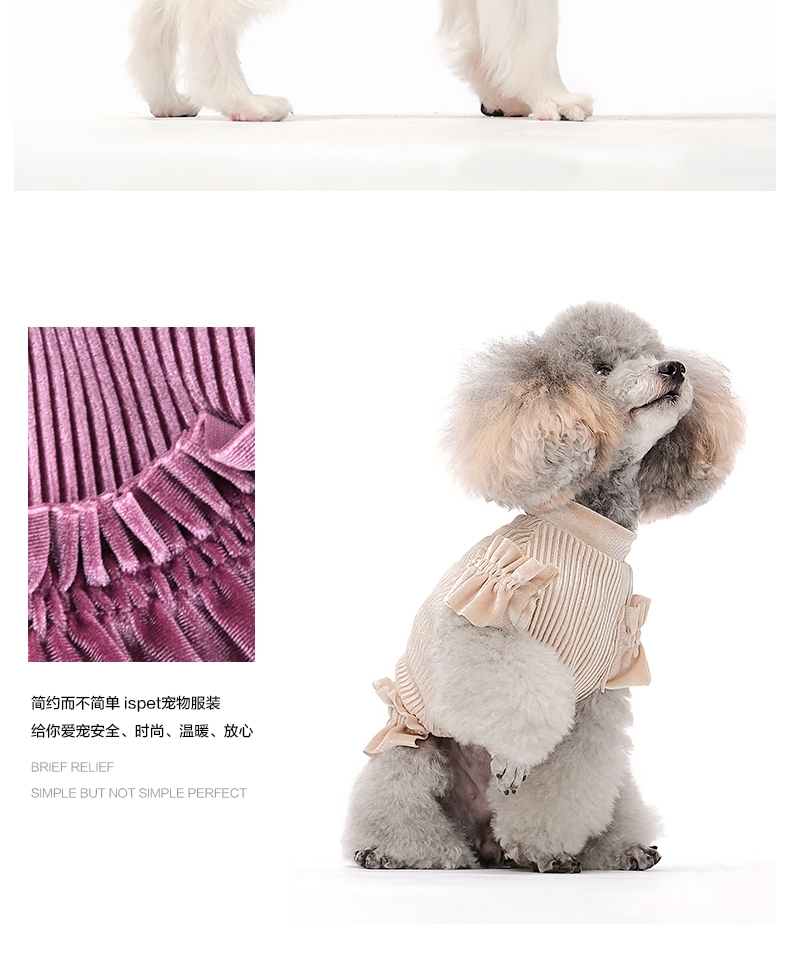 ISPET 宠物衣服金丝绒T恤猫咪衣服狗狗服饰