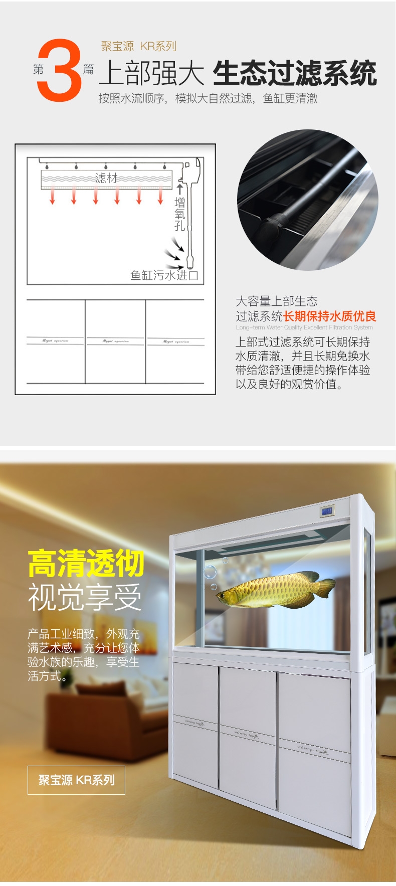 聚宝源 大型成品鱼缸KR-1000S白色