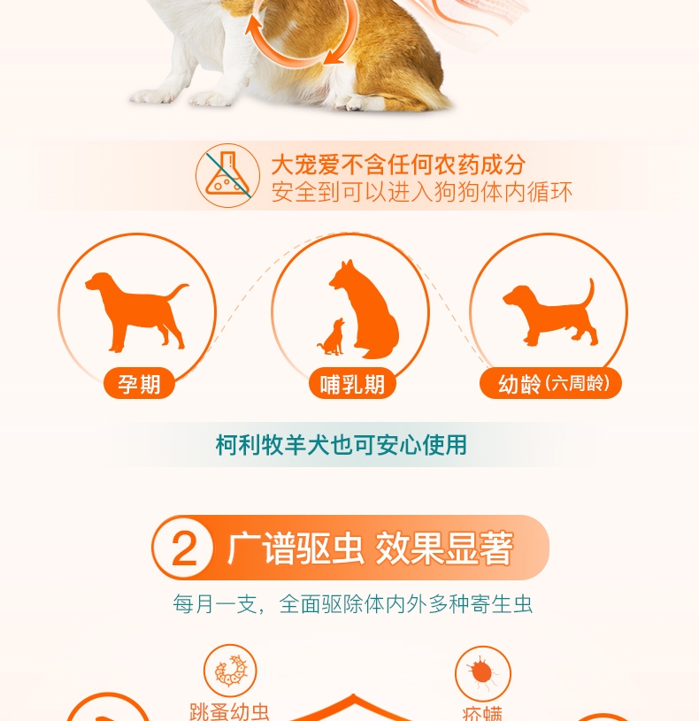 大宠爱 狗用内外同驱 驱虫滴剂 适用10.1-20kg 120mg*3支盒装/3个月剂量 美国进口