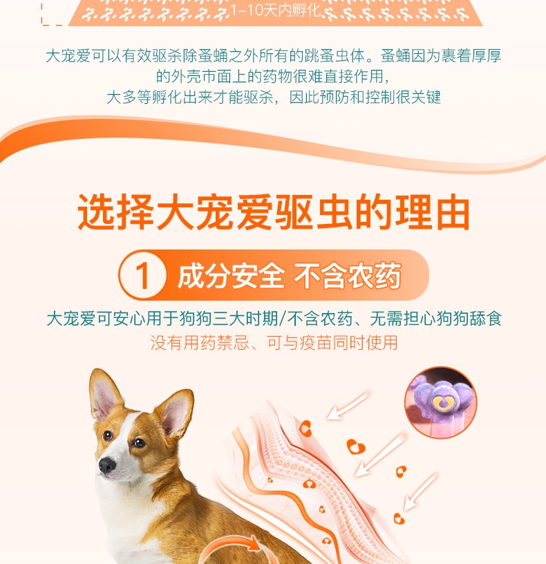 大宠爱 狗用内外同驱 驱虫滴剂 20.1-40kg适用 240mg*3支盒装/3个月剂量 美国进口