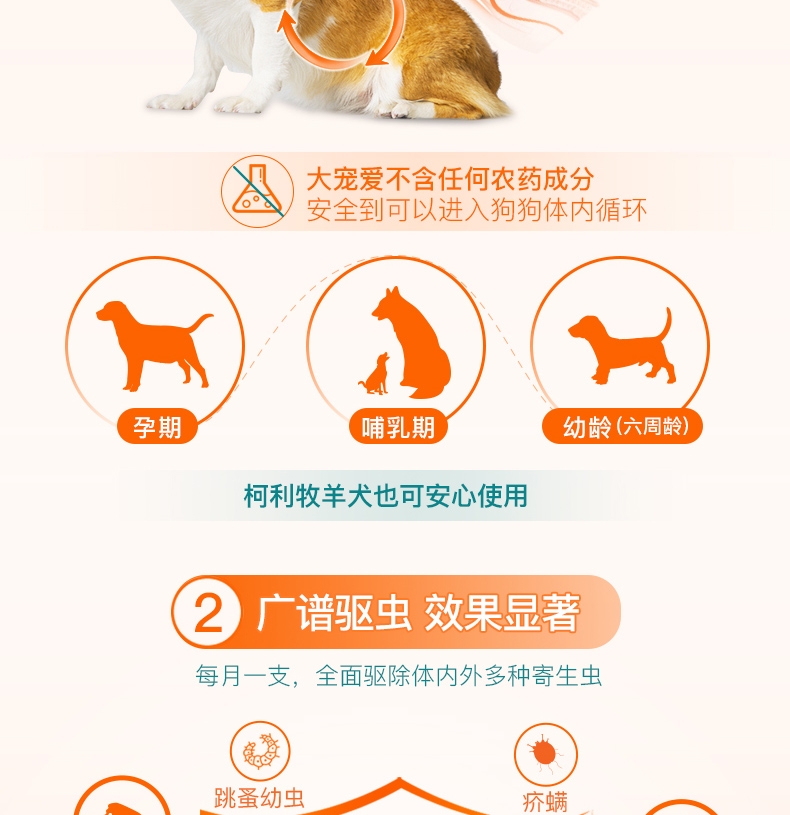 大宠爱 狗用内外同驱 驱虫滴剂 20.1-40kg适用 240mg*3支盒装/3个月剂量 美国进口