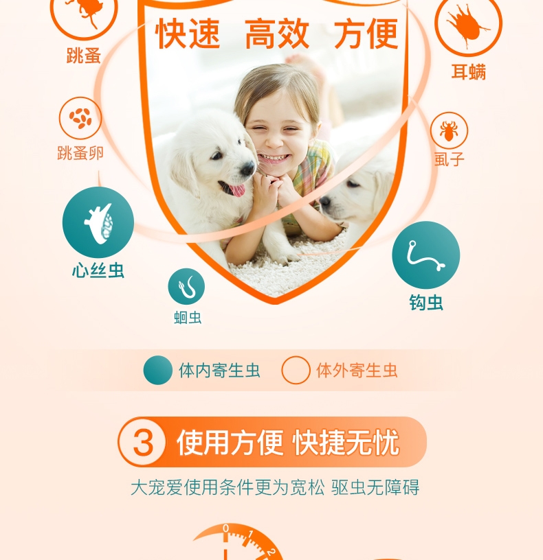 大宠爱 狗用内外同驱 驱虫滴剂 20.1-40kg适用 240mg*3支盒装/3个月剂量 美国进口