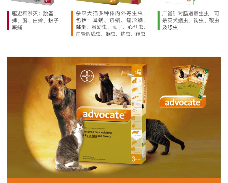 爱沃克 4-8kg猫用驱虫滴剂M 单支装