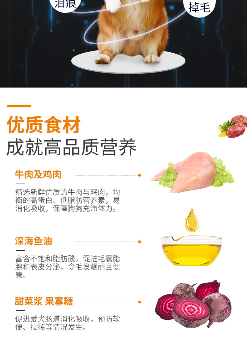 优倍滋 牛肉味全犬种全期犬粮 10kg 滋养被毛