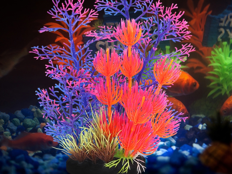 聚宝源 水族鱼缸造景精品夜光仿真水草 黄色