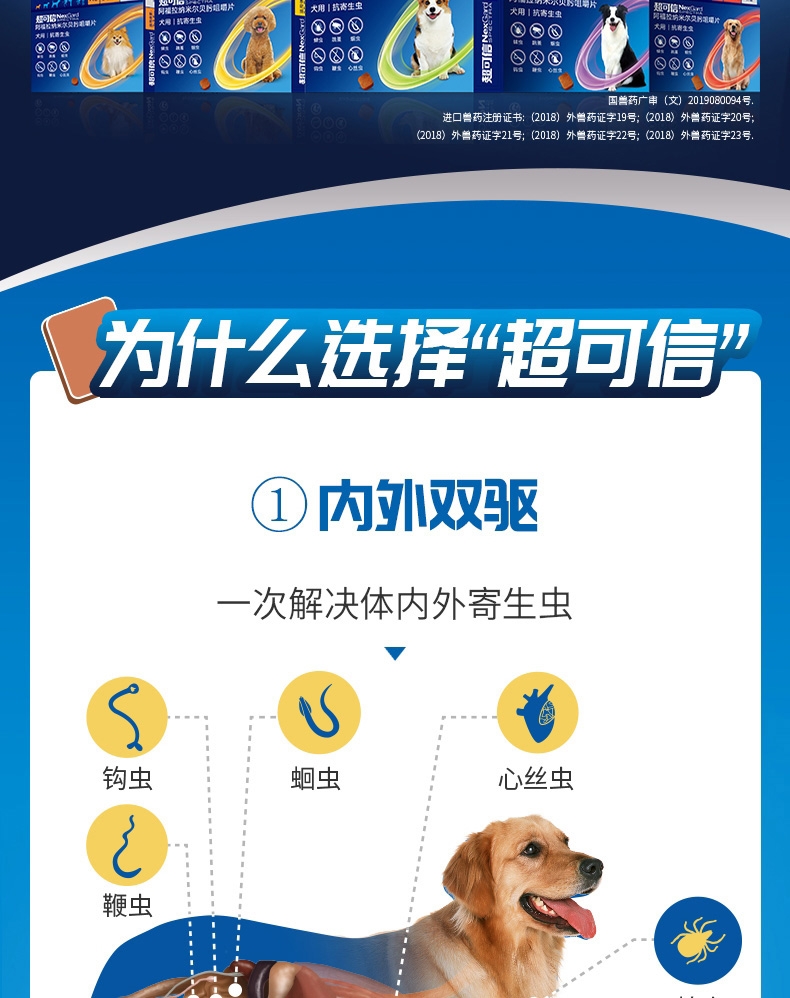 超可信 M 犬用内外同驱(7.5-15KG犬用)整盒装3片