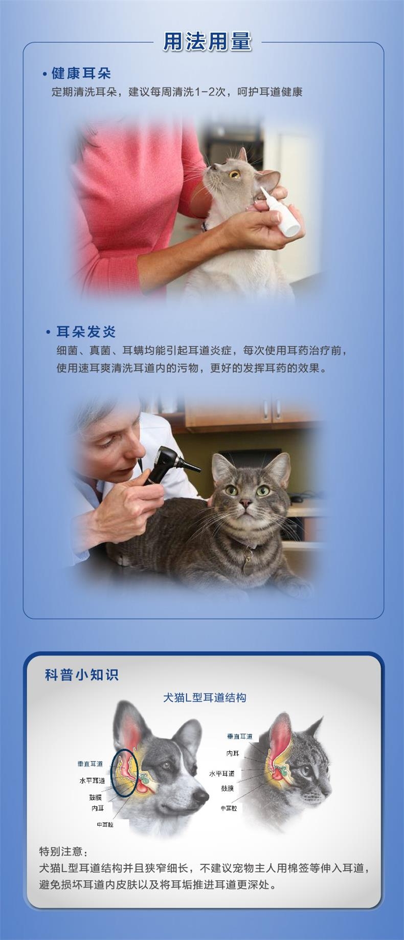 速耳爽 犬猫通用 耳道清洁液 125ml 滴耳液除耳螨耳炎