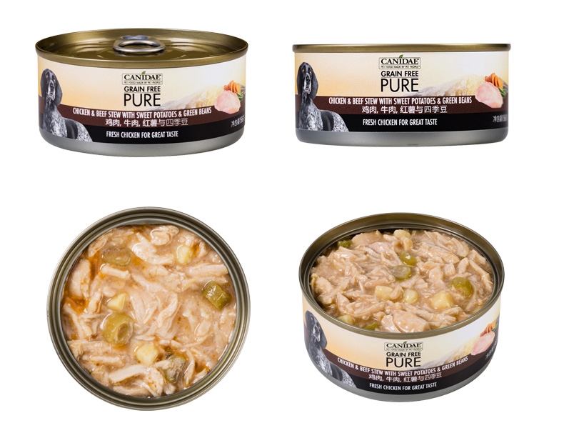 美国卡比Canidae 无谷鸡肉牛肉红薯四季豆狗罐头 156g