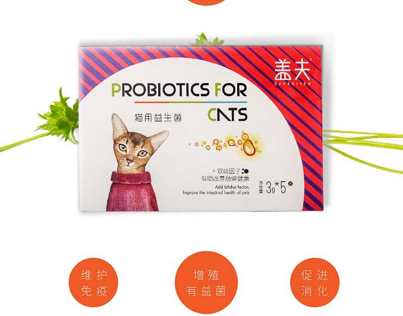 盖夫 猫用宠物益生菌5包/盒 调节猫咪肠道吐毛球拉肚子消化不良