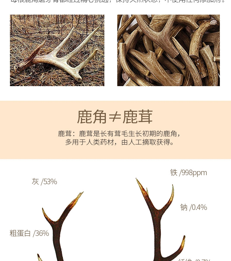 佩特滋 鹿角磨牙骨 中号圆柱 耐咬清洁口腔 犬用