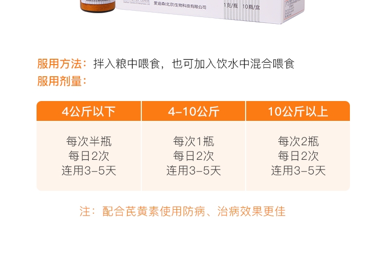 爱迪森 猫狗宠物金美康(银黄可溶性粉)1g*10瓶