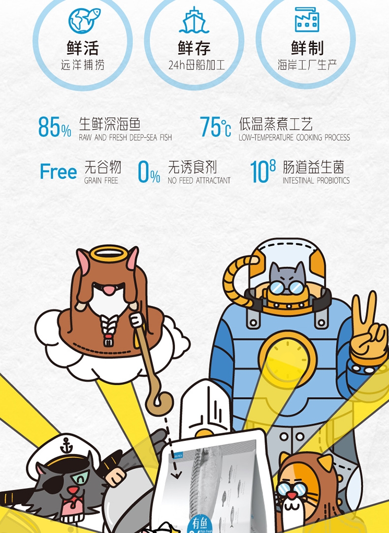 有鱼 无谷生鲜深海鱼猫粮 6kg 85%含肉量 适合全生长阶段