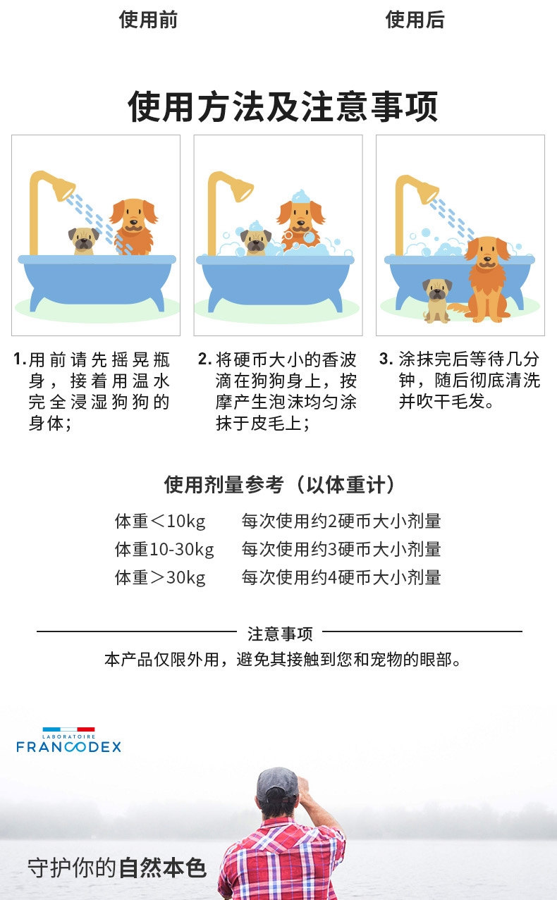 芳玳Francodex 黑毛与深色毛犬香波 1L 法国进口