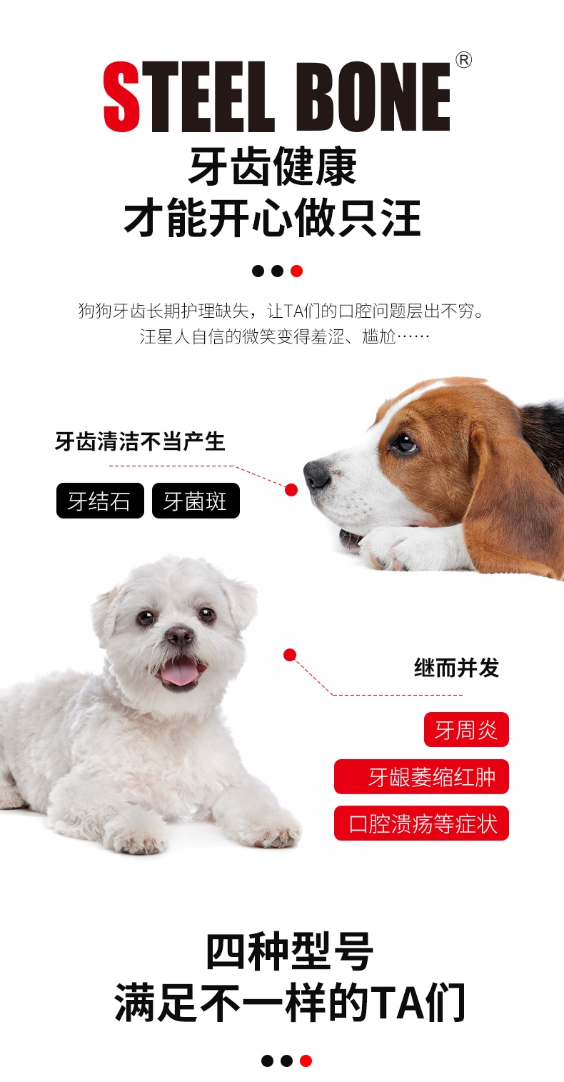 钢骨 鸡肉清洁牙齿H型啃咬 犬用 大号 2支装364g 狗零食