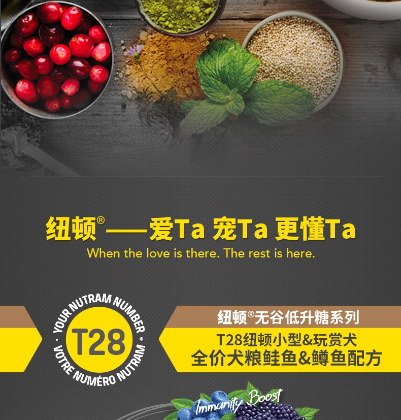 纽顿Nutram 小型&玩赏犬鲑鱼鳟鱼配方全犬粮 2.27kg 加拿大进口