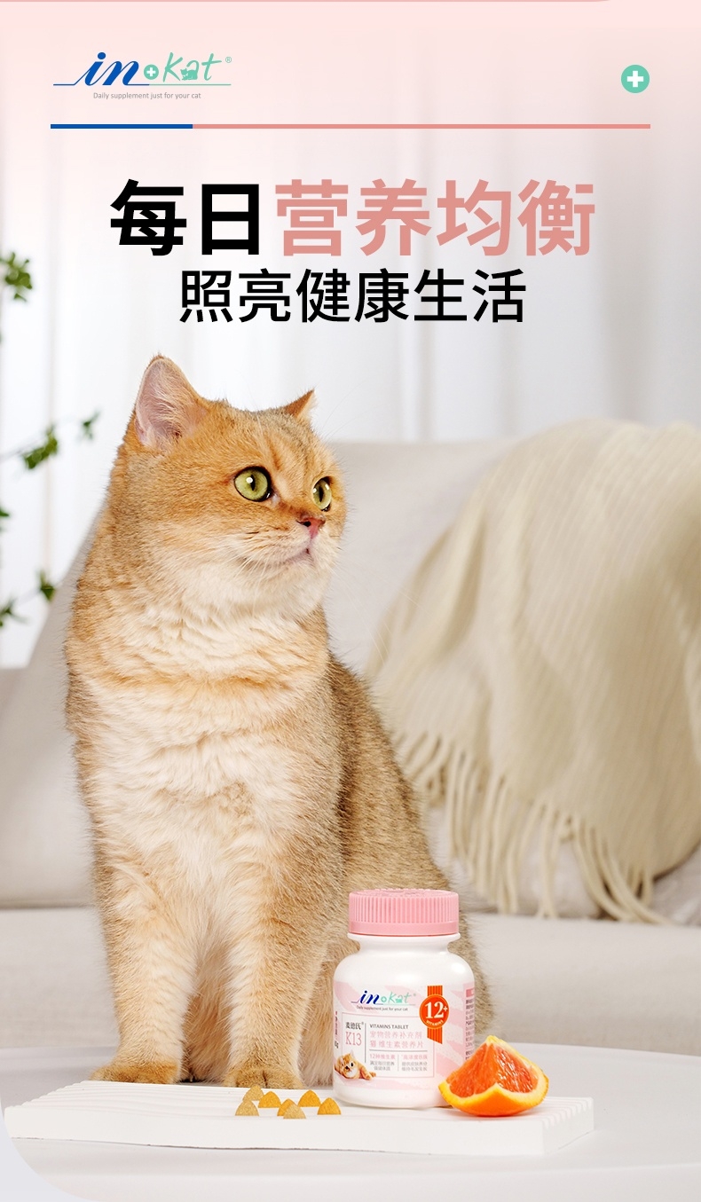 麦德氏 In-kat 猫用维生素营养片 60g 120片 添加叶酸