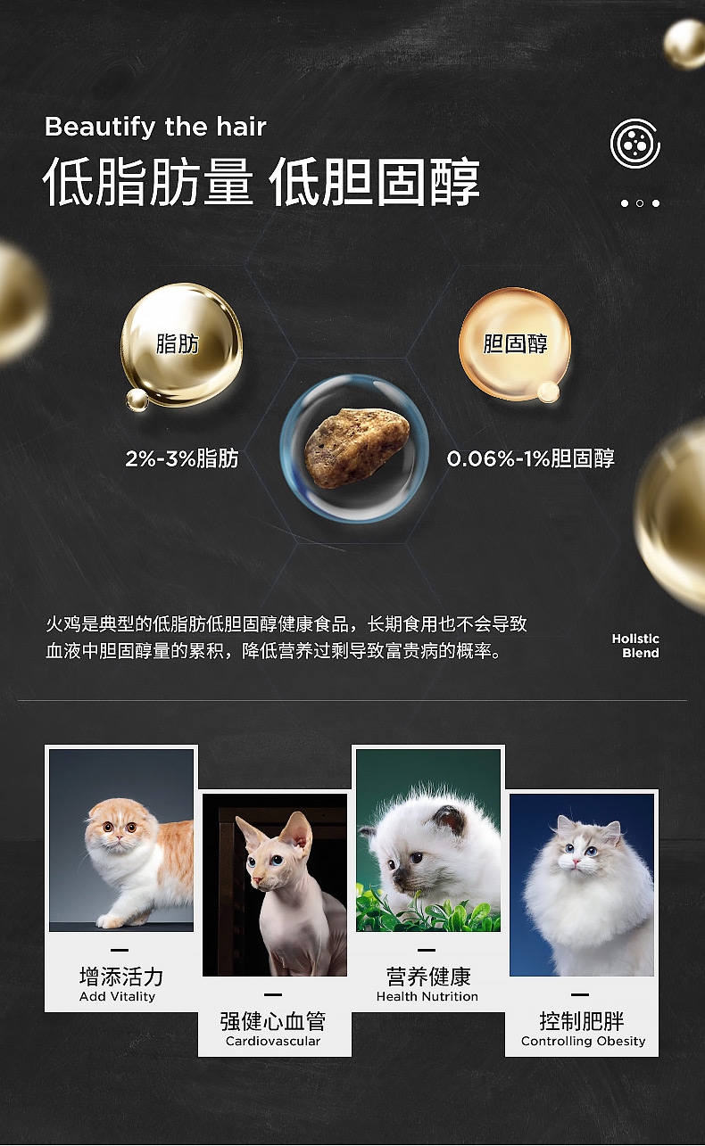 活力枫叶 黑金系列火鸡深海鱼无谷全猫配方猫粮 15lb