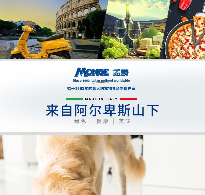 意大利孟爵Monge 爱优特犬 羊肉肉泥和肉块成犬狗罐头 150g 80%含肉量