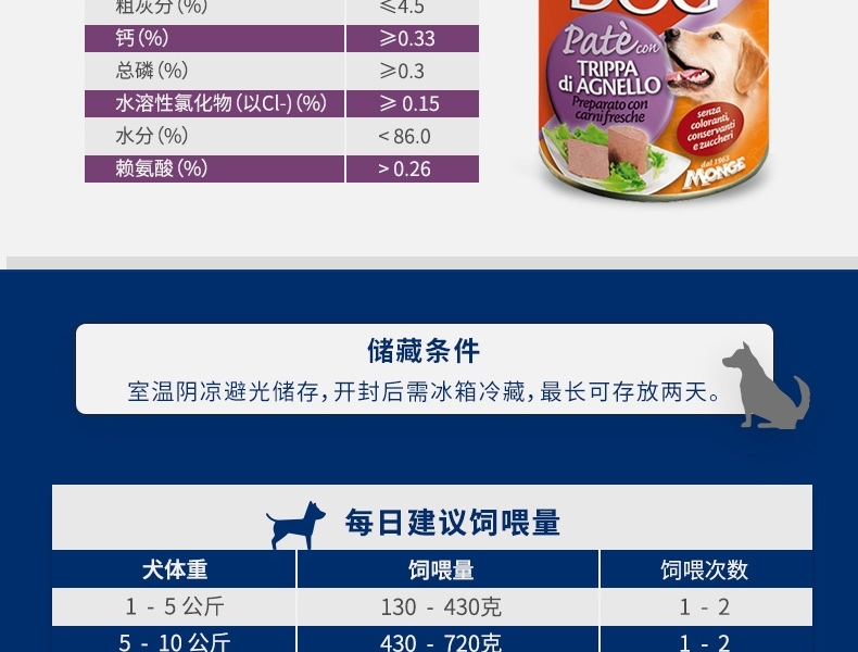 意大利孟爵Monge 爱优特犬 羊肉和火鸡肉肉泥 成犬狗罐头 400g 80%含肉量