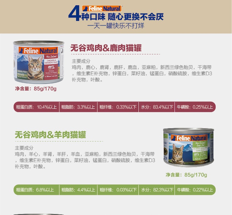 Feline Natural 天然无谷牛肉鳕鱼猫罐头 170g