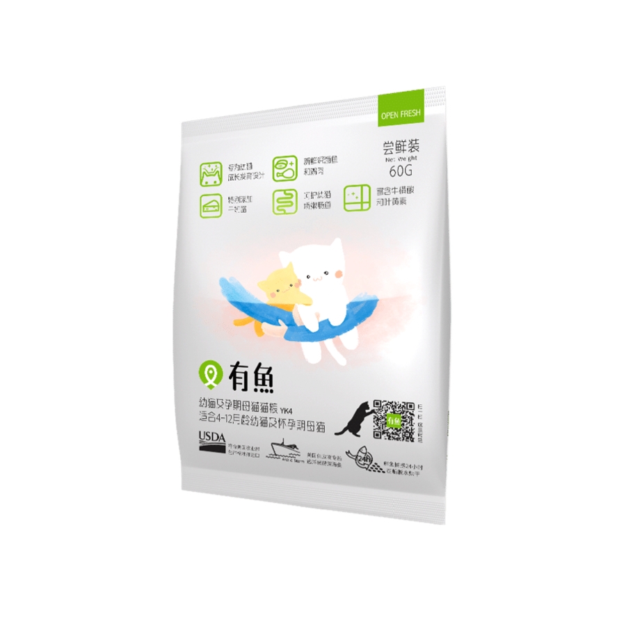 有鱼 幼猫及孕期母猫猫粮 试吃装 60g