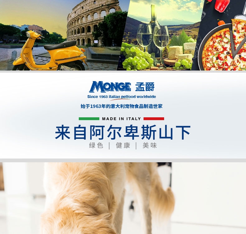 MONGE 孟爵爱优特犬 全价湿粮犬主粮餐盒 火鸡肉肉块和肉泥 150g(成年犬专用)