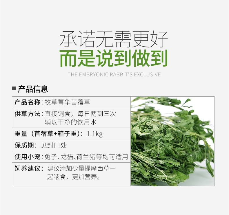 洁西Jessie 牧草菁华苜蓿草兔粮兔草 1kg 杆细易磨牙