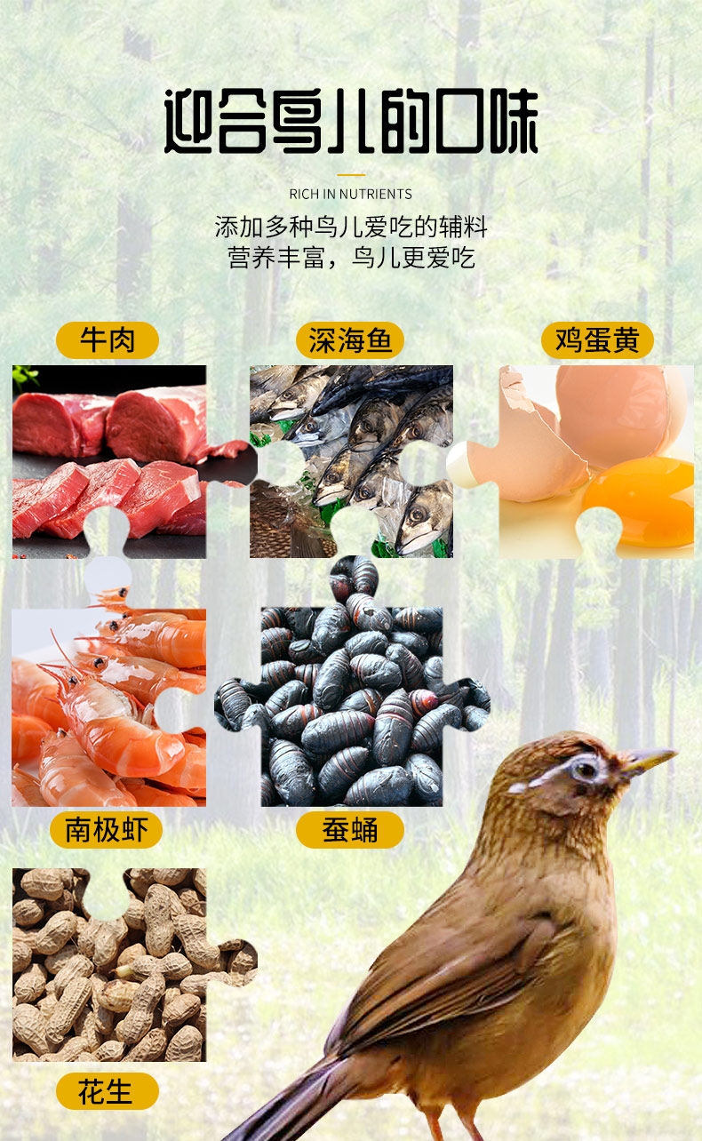 洁西Jessie 画眉鸟食 1kg 富含蛋白质 易消化