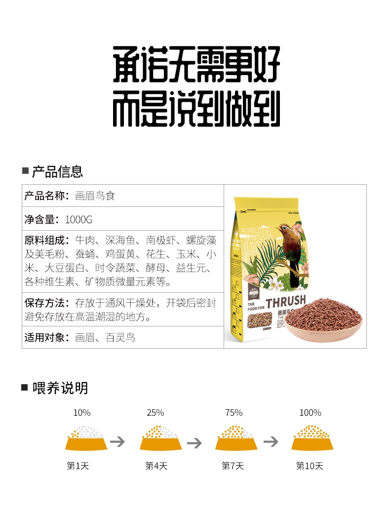 洁西Jessie 画眉鸟食 1kg 富含蛋白质 易消化