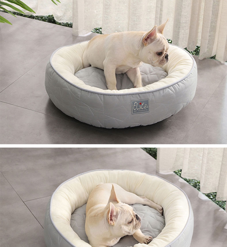 伊丽 素色五角星印花系列圆猫窝蓝色 狗窝 柔软不掉毛