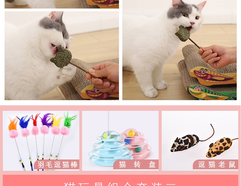 伊丽 猫咪玩具6件套 含猫转盘 趣味互动