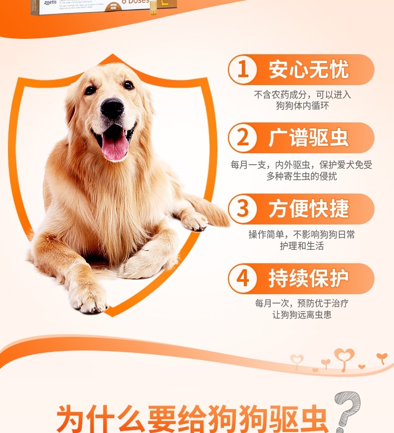 大宠爱 狗用内外同驱 驱虫滴剂 适用于5.1-10kg 60mg*6支/盒 美国进口